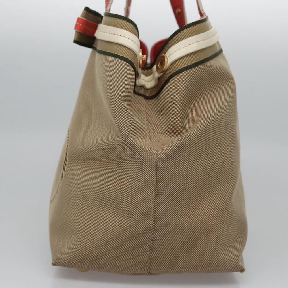 PRADA Tote Bag Canvas Beige Auth BD737 - Picture 4 of 16